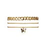 Beach Jewelry Gold Plated Butterfly Anklet Bracelets Adjustable Foot Chain Rope Anklet for Women Girls