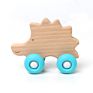 Beech Wooden Funny Animal Rosary Silicone Molar Teether Baby Rattle Toy