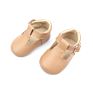 Beibeinoya Soft Leather Toddler T Bar Pram Shoes with Stripe Dress Baby Shoes