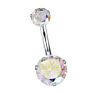Belly Bar CZ Round Prong Set Navel Ring Body Piercing
