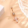 Belly Button Rings 5 Navel Piercing Cross Crystal Jewelry Piercing Navel Earring Body Jewelry