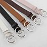 Belts for Women Double Ring Belt Pu Leather Metal Buckle Waist Belt Female Ladies Casual Dress Jeans Wild Waistband