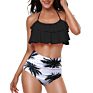 Bikini High Waist Layered Ruffled Print Swimsuit Split Swimsuit Women