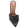 Black Pu Leather Women's Pointed Toe Mules Stiletto High Heels Sandals
