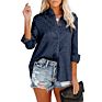 Blusa Ladies Blouses Elegant Embossed Long Sleeve Button down Women Shirts