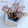 Bm27692 Raw Rose Quartz Cuff Bracelet Chunky Geometric Crystal Bracelet Boho Chic Adjustable Raw Brass Gold Bangle Bracelet