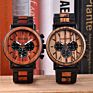 Bobo Bird Black Wood Watch Stainless Steel Auto Date Watches for Men