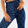 Boboyu Design Xs Cotton Trouser Two Tone Printed Vintage Y2K Denim Jeans Women High Waist Wide Leg Pants Slim Fit