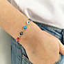 Boho 18K Gold Plated Lucky Evil Eyes Bracelet 7.5 Inch Blue Evil Eyes Charm Bracelet for Girls