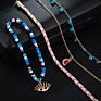 Boho Geometric Nature Stone Pendant Tassel Beaded Anklet Set for Women Charms Weaving Watermelon and Eye Pendant Anklet