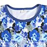 Boutique Kid Clothes Cotton Blue Floral Print All over O-Neck Long Sleeves Tunic Design Baby Girl Casual Dress