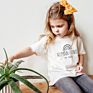 Boys' Short Sleeve T-Shirt with Rainbow Cotton Top Girls' Wear 1-8 Years Old Children's White T-Shirt