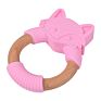 Bpa Free Animal Shape Silicone Chew Toy Baby Teething Ring Silicone and Wooden Baby Teether
