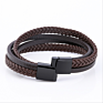 Bracelet Men Multilayer Leather Bangles Magnetic-Clasp Cowhide Braided Multi Layer Wrap Bracelet Armband Pulsera Hombre