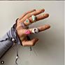 Brass 18K Gold Plated Colorful Enamel Signet Alien Shape Rings for Girls
