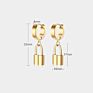 Brass 18K Gold Plated Padlock Lock Drop Earring Dangle Hoop Earrings Jewelry Women