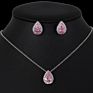 Bridesmaid Wedding Jewelry Sets 2Pcs Water Drop Zircon Pendant Necklaces Stud Earrings Bridal Party Set