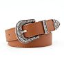 Buckle Black Brown Women Vintage Western Waist Belt Pu Leather Belt for Jeans Dresses