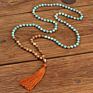 Buddhist Necklace 108 Mala Beads Lava Tigei Eye Tassel Yoga Necklace