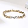Byzantine Chain Bracelet Stainless Steel Link 18K Gold Silver Black Hip Hop Bracelet for Men Gentlemen
