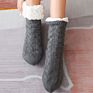 Cable Knitted Slipper Socks Fluffy Fuzzy Cabin Cozy Sock Warm Comfy Soft Fleece Thick Home Stocking Stuffers with Grips