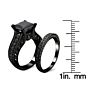 Caoshi Luxury Jewelry Gun Black Plated Ring Princess Cut Cubic Zirconia Black Stone Gemstone Black Wedding Ring Set