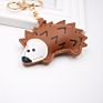 Cartoon Hedgehog Pattern Leather Key Chain Embossed Logo Luxury Keychain Keyrings