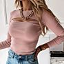 Casual Hollowed Out Crop Long Sleeve Tops for Women