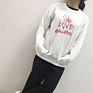 Casual Letter Print round Neck Loose Large Size Streetwear Harajuku Womens for White Sweatshirts