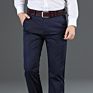 Casual Pants Men Business Slacks Elastic Straight Trousers Male Gray Khaki Navy Chino Pants