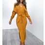 Cheapest Product Dresses Women Lady Elegant Party Designer Women V Neck Bodycon Waist Belt Dress