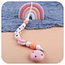 Chewable Rainbow Teether Toy and Silicone Letter Rainbow Dummy Nipple Holder Chain Baby Teething Set