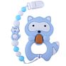 Chewable Silicone Raccoon Teether Baby Teething Pacifier Clip Dummy Chain Holder Silicone Pacifier Clip