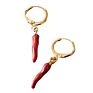 Chili Hoop Earrings Fancy Red Enamel Pendent Earrings for Women Party Jewelry