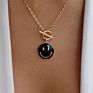 Clavicle Chain Jewelry Women Boho 18K Gold Plated Colorful Enamel Smile Face Pendant Choker Necklaces