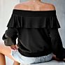 Clothes for Women Ladies Boat Neck Top Black off Shoulder