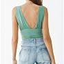 Clothing Nylon Plunging V Neck Ruched Sleeveless Bodysuit