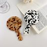 Color Cellulose Acetate round Single Side Handle Cosmetic Mirror Girls Gift Portable Makeup Mirror