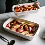 Color Rectangular Ceramic Pan Glazed White Tableware Tray Pans Ceramic Baking Tray Baking Dish