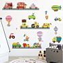 Colorful Diy Gift Removable Cartoon Bus Cars Truck and Bikes Road Traffic Wall Stickers Living Room Kids Room Door Stickers
