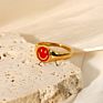 Colorful Enamel Stainless Steel Jewelry Smiley Happy Face Rings for Women 18K Gold Plated Signet Ring Tarnish Free