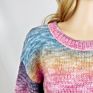 Colorful Material Crew Neck Long Sleeve Rainbow Jumper Women Knit Pullover plus Size Sweater for Ladies