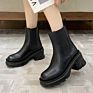 Combat Ladies Boots Snow Leather Knee High Platform Ankle Women Chunky Heels Boots