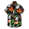 Cotton Hawaiian Shirts Printing Short Sleeves Casual Mens Shirts