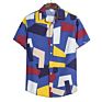 Cotton plus Size Men's Shirt Short Sleeve Digital Printing Shirt Contrast Casual Men's Shirts