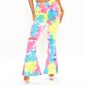 Cotton Spandex Women Jeans Frayed Leg Bell-Bottom Trousers High Waist Tie Dyed Colorful Shinny Ripped Women Jeans