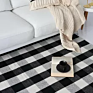 Cotton Washable Carpet Woven Black White Check Pattern Buffalo Plaid Rug Floor Mat Indoor Mat