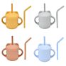 Creative Straw Cup Printed Silicone Baby Drinking Cup with Straw
