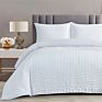 Crinkle Seersucker Fabric Bedding Set King Size Gray Quilt Cover Pillow Set 3-Piece