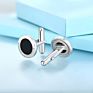 Cufflinks for Men, 925 Sterling Silver round Cuff Links with 3A Cubic Zirconia Black Onyx Stone